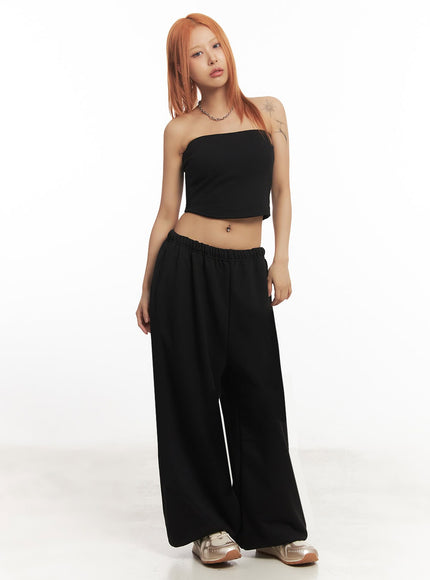 tube-top-sweatpants-set-ia515 / Black