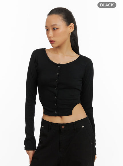 snap-buttoned-crop-top-ia417 / Black