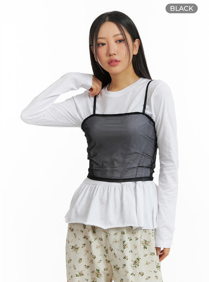 sheer-crop-cami-top-im404 / Black