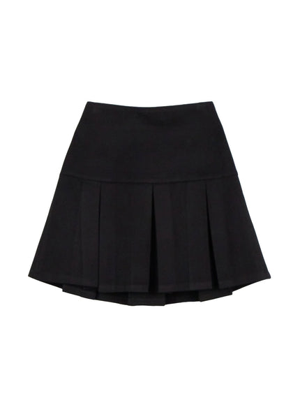 classic-pleated-mini-skirt-ij510 / Black