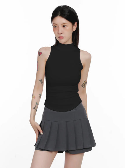 mock-neck-tank-top-is508 / Black
