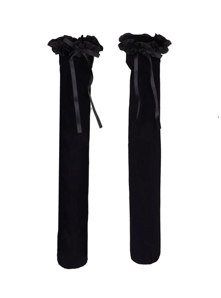 cute-ruffle-bow-knee-socks-iy526 / Black