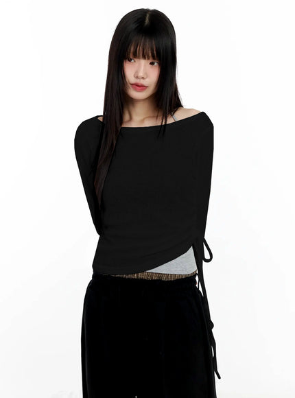 sheer-layering-long-sleeve-top-im530 / Black