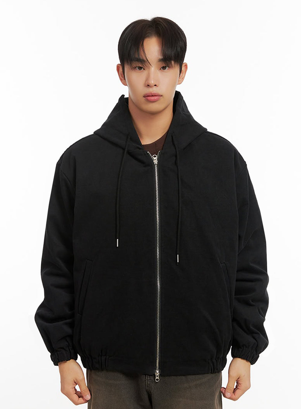 mens-cotton-hooded-zip-up-jumper-id413 / Black