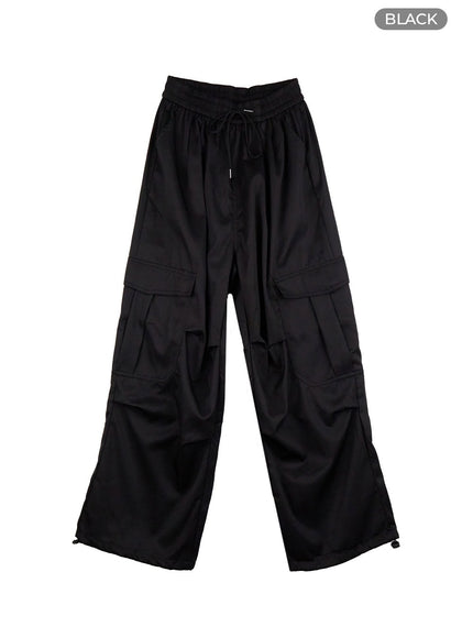 mens-basic-wide-cargo-pants-io420 / Black