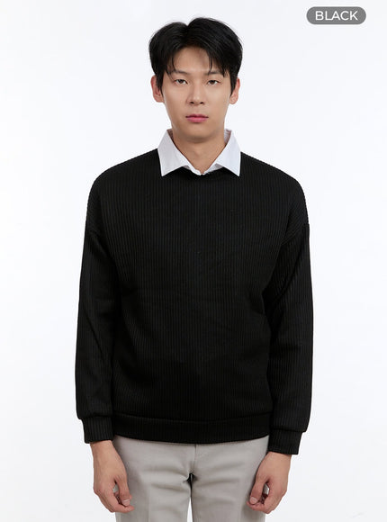mens-cable-knit-sweatshirt-ig427 / Black