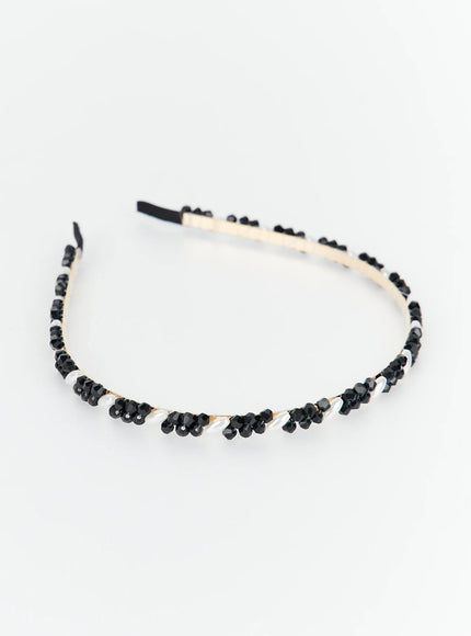 pearl-cubic-beaded-hairband-iy511 / Black