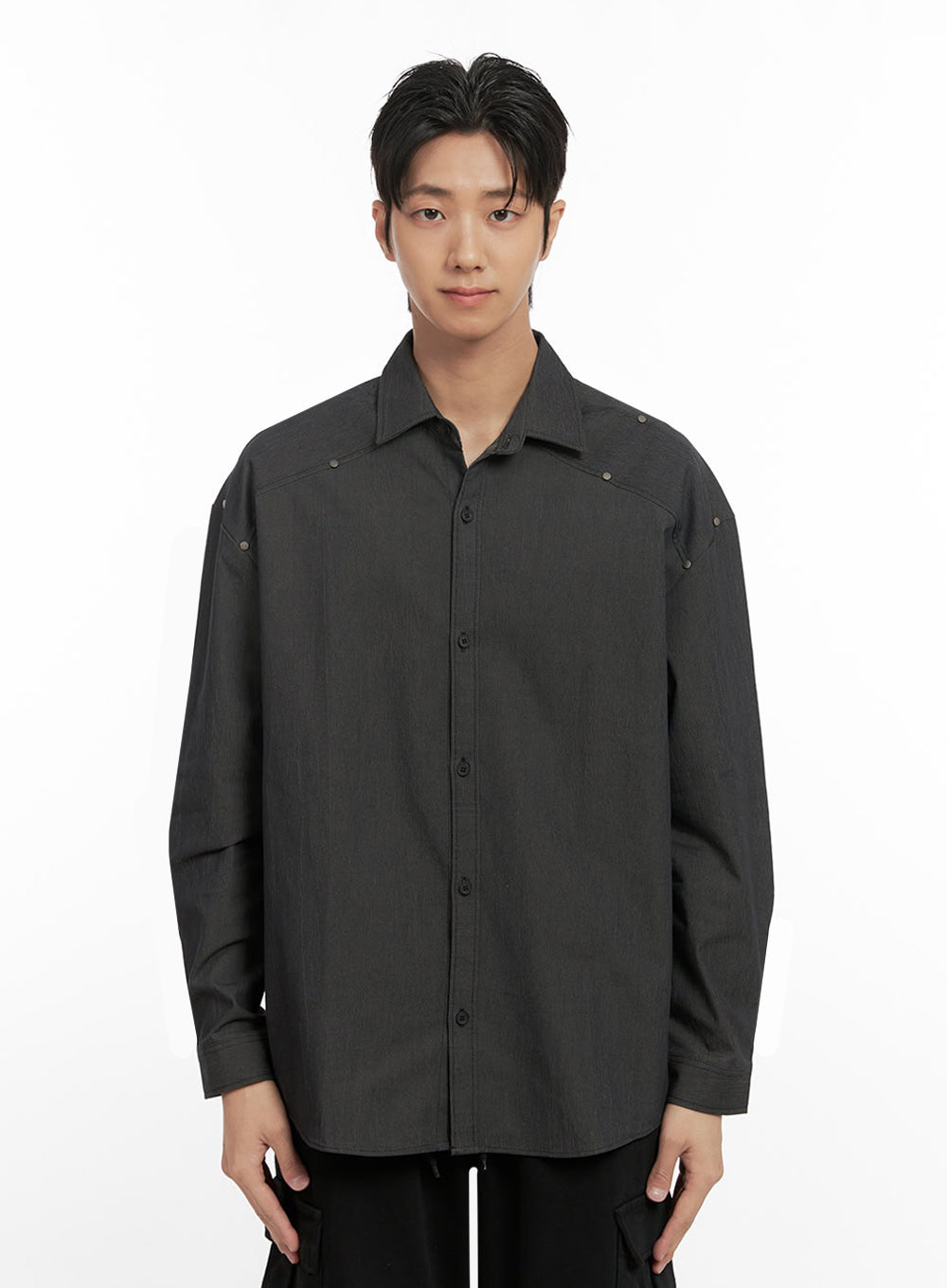 mens-classy-collar-buttoned-shirt-id406 / Black