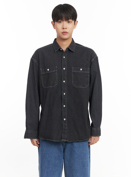 mens-denim-collared-shirt-im527 / Black