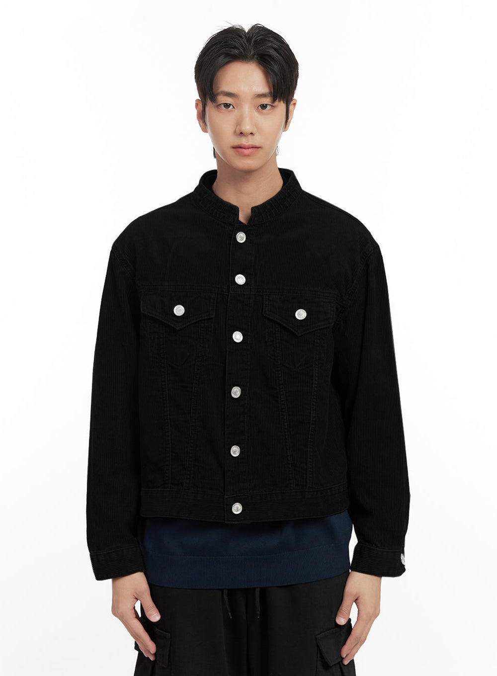 mens-corduroy-buttoned-jacket-id406 / Black