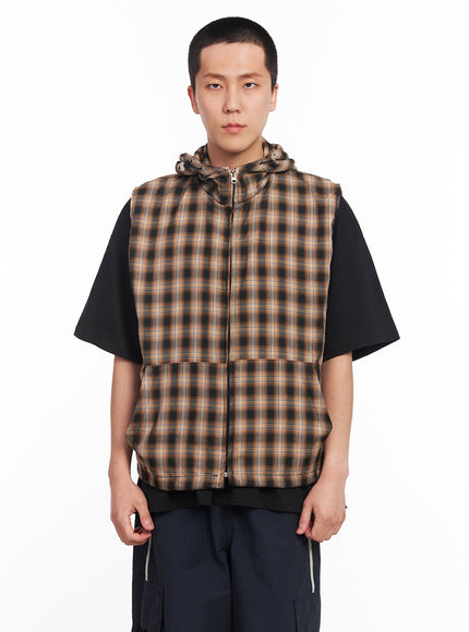 mens-sleeveless-plaid-vest-iu512 / Black