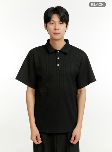 mens-textured-polo-t-shirt-il412 / Black