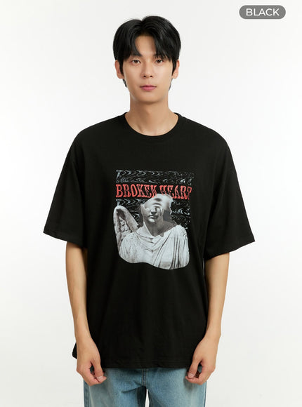 mens-oversized-graphic-cotton-t-shirt-il412 / Black