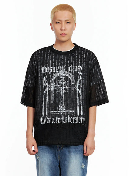 mens-grunge-gothic-knit-tee-il514 / Black