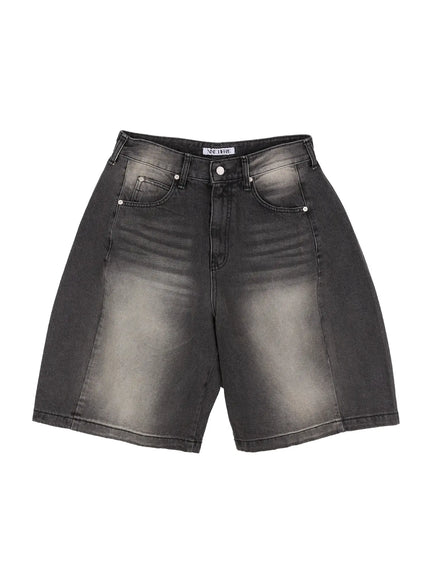 mens-side-drape-denim-jorts-il514 / Black