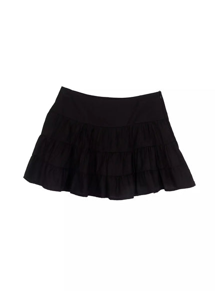 boho-chic-ruffle-layered-skirt-im530 / Black