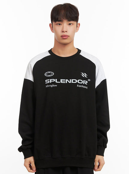 mens-contrast-graphic-sweatshirt-if517 / Black