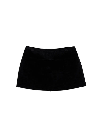velvet-low-rise-mini-skirt-ij502 / Black