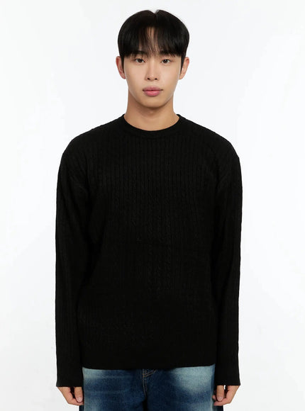 mens-cable-sweater-in506 / Black