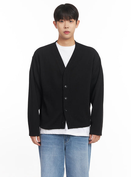 mens-v-neck-buttoned-cardigan-im527 / Black