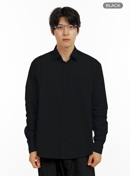 mens-classic-button-shirt-ig409 / Black