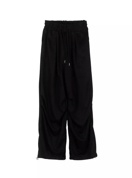 pintuck-wide-leg-sweatpants-is508 / Black