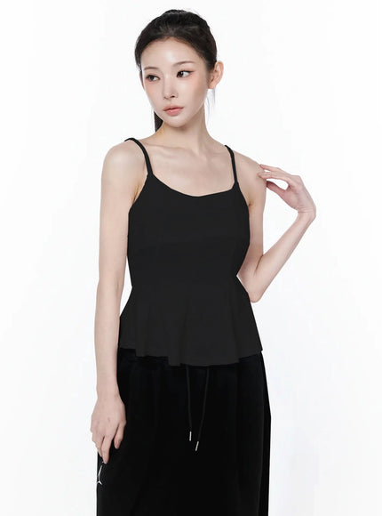 flare-cami-peplum-top-iy515 / Black