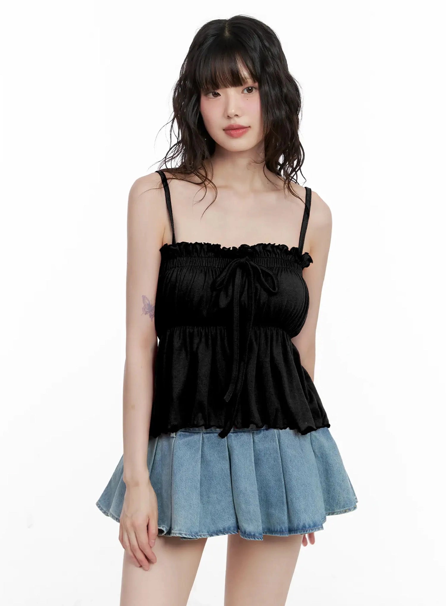 ruffle-babydoll-top-il531 / Black
