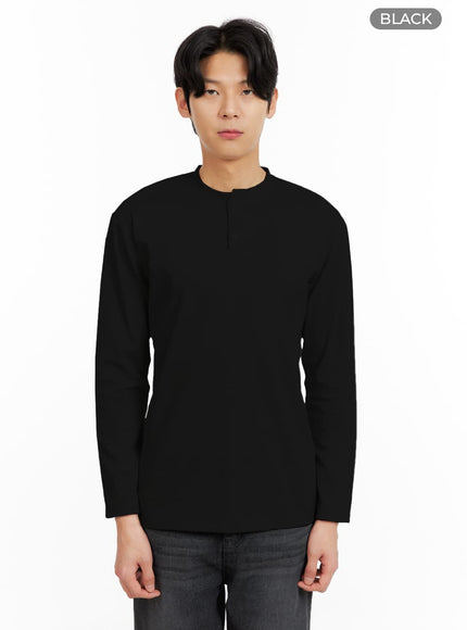 mens-basic-long-sleeve-polo-tee-ia402 / Black