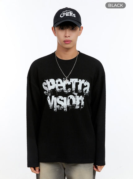 mens-graphic-long-sleeve-top-ig422 / Black