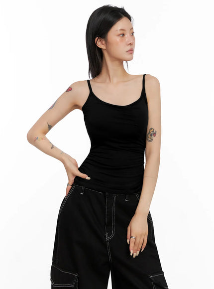 ruche-detail-tank-top-is515 / Black