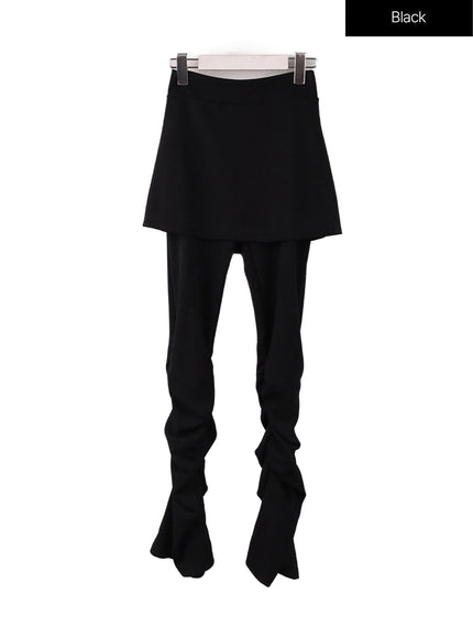 cargo-skirt-with-wide-leg-pants-if408 / Black