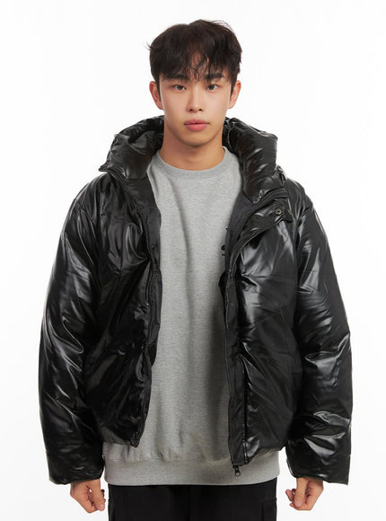 mens-chic-hooded-puffer-jacket-id427 / Black