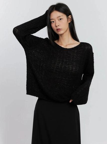 cozy-boatneck-long-sleeve-sweater-is515 / Black