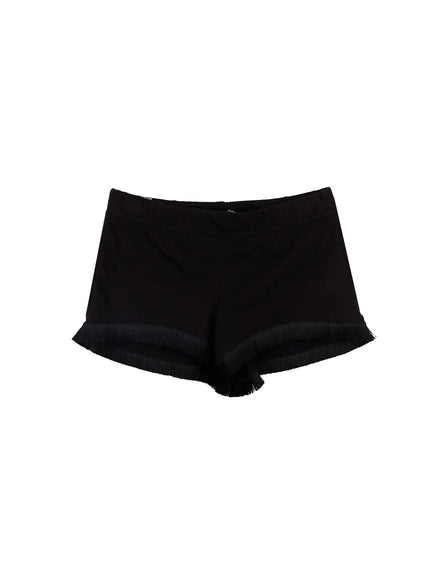 fringe-trim-shorts-iy501 / Black