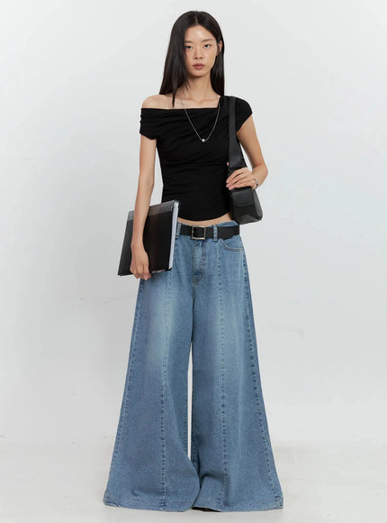 off-shoulder-draped-top-il528 / Black