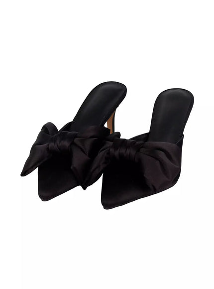 big-bow-mule-stiletto-pumps-im506 / Black