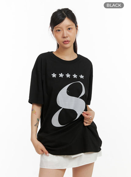 acubi-oversized-graphic-top-iy410 / Black