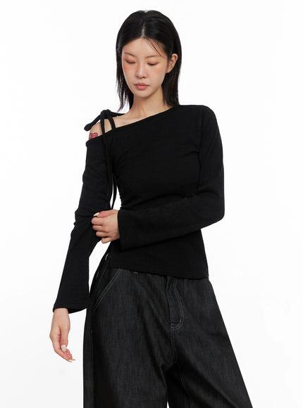 asymmetric-string-tie-top-is515 / Black