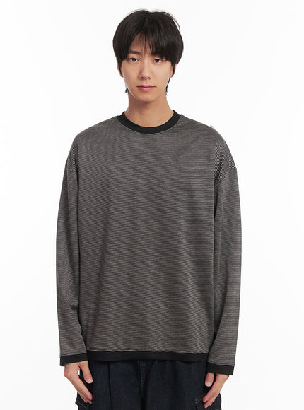 mens-thin-stripe-sweatshirt-ia511 / Black