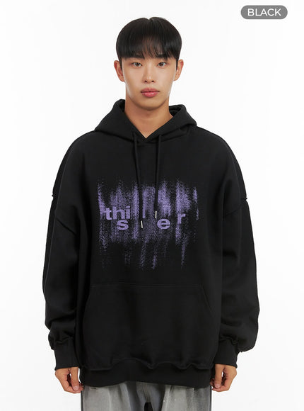 mens-graphic-cotton-hooded-sweatshirt-is419 / Black