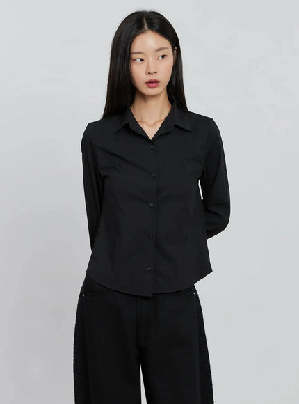 elegant-white-slim-blouse-io530 / Black