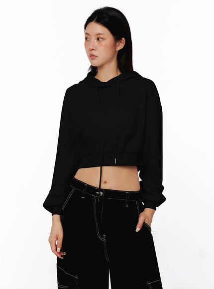 cropped-essential-hoodie-is515 / Black