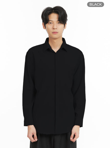 mens-buttoned-collar-shirt-ia402 / Black