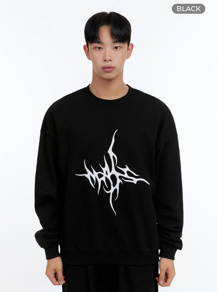 mens-oversize-graphic-sweatshirt-is412 / Black