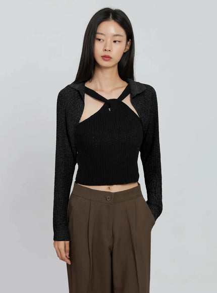 classic-knit-bolero-cardigan-io530 / Black