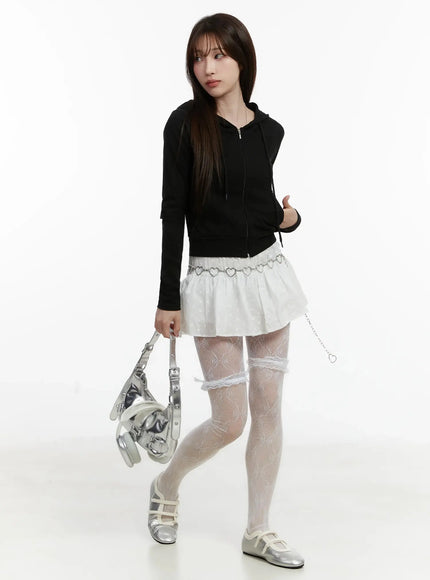 ribbed-crop-zip-up-hoodie-id525 / Black