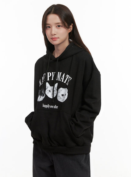 casual-oversized-cat-hoodie-ij510 / Black