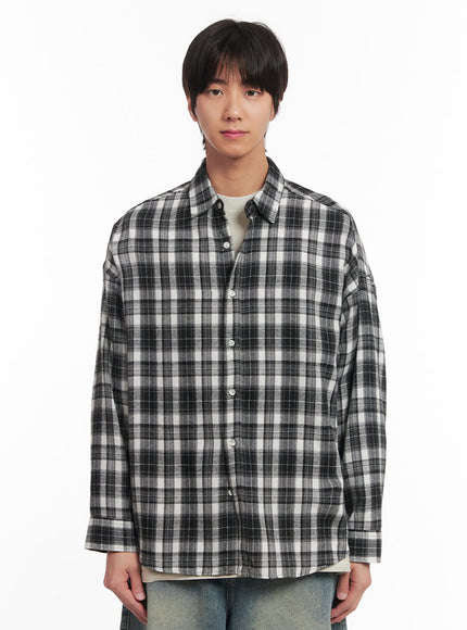 mens-checkered-collared-shirt-ia511 / Black