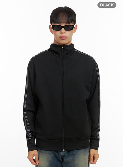 mens-zip-up-turtleneck-track-jacket-io420 / Black